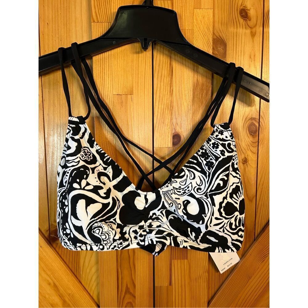 Chaps Swimsuit Top Size 16 nwt Black White (0822)